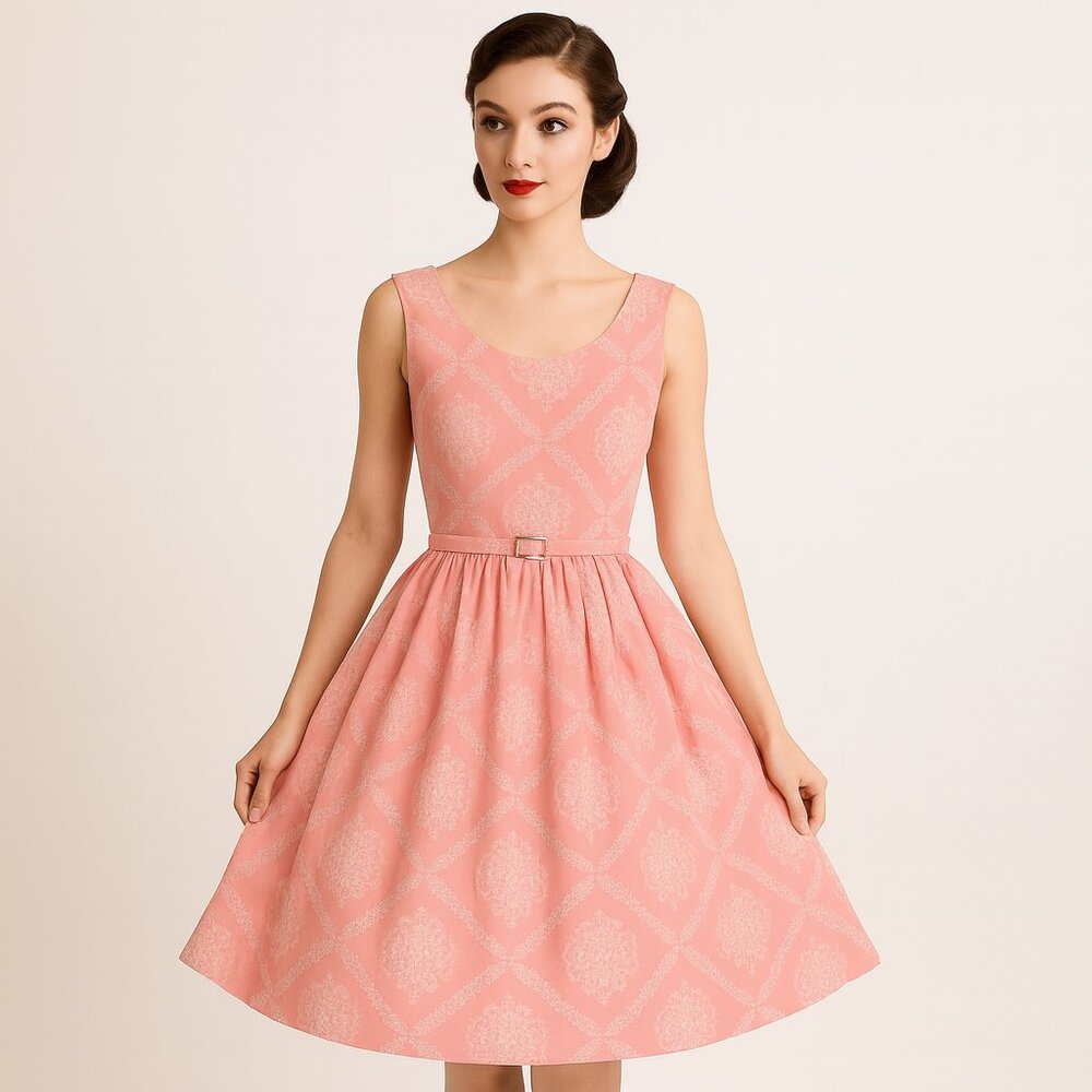 Vintage Blush Pink Midi Dress